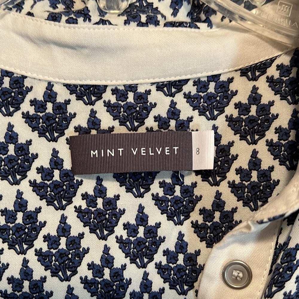 Mint Velvet Blue Twist Front Asymmetric Shirt Dress Size 4 (UK 8) - Picture 6 of 11